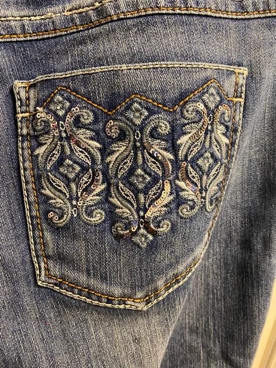 INC International Concepts 16W Jeans Capri Length Stretch Blue Denim Bling Pkts - Picture 6 of 8